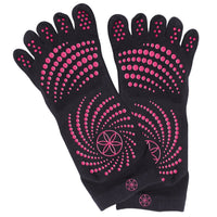 Gaiam Grippy Yoga Socks - Anti-Slip Yogasokken - Zwart/Roze