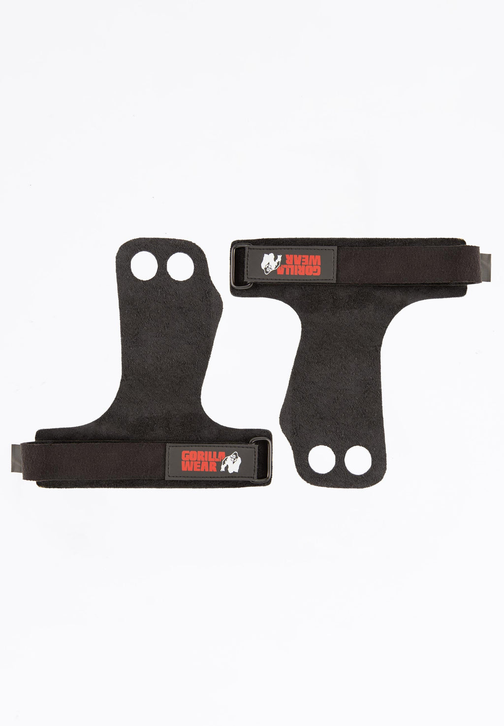 Gorilla Wear 2-Hole Leather Lifting Grips - Noir
