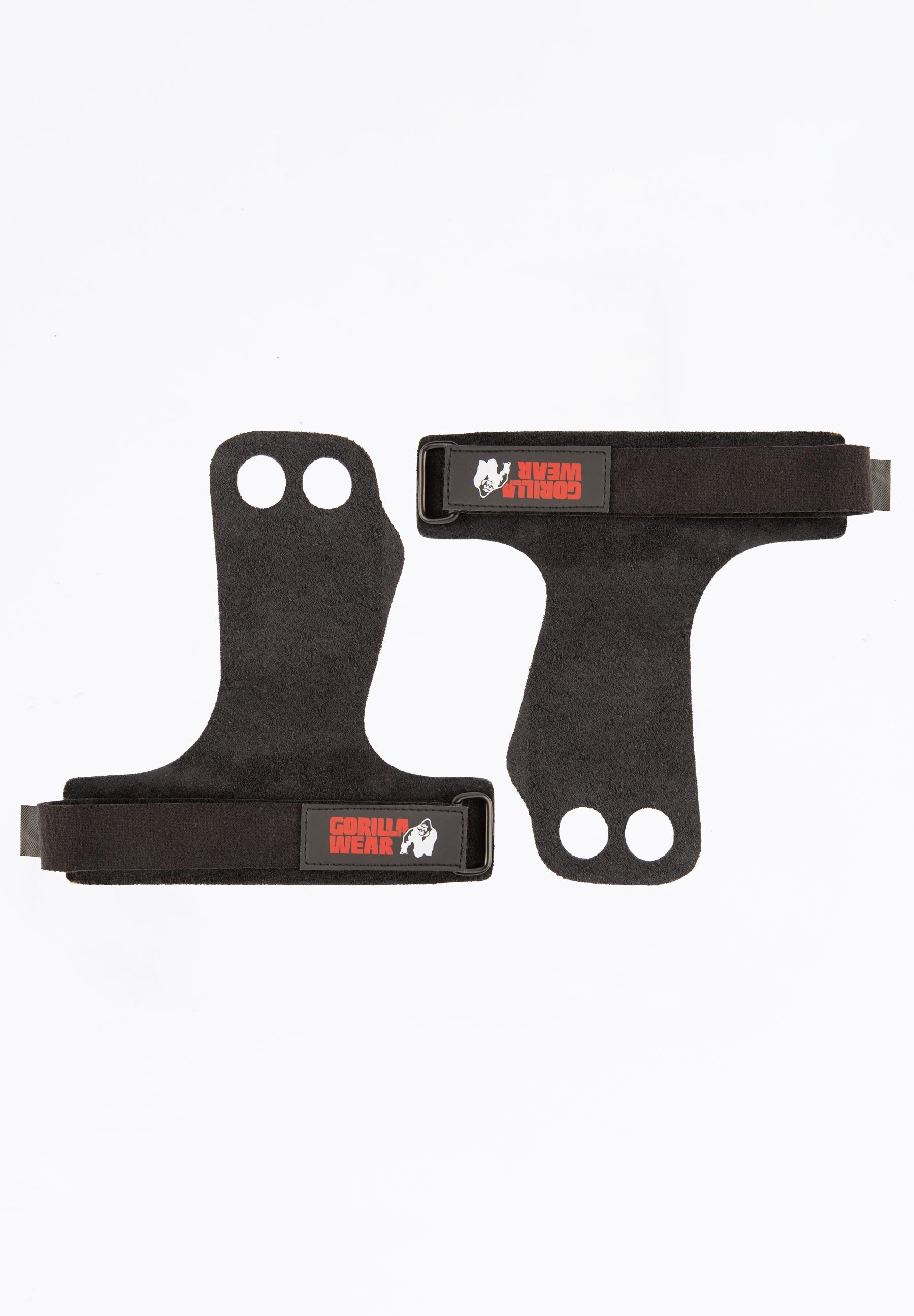 Gorilla Wear 2-Hole Leather Lifting Grips - Noir