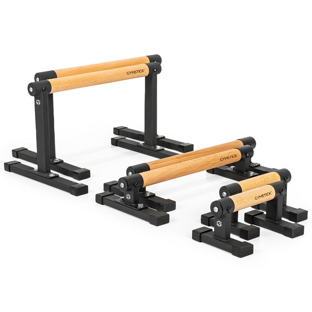 Gymstick Premium Parallettes - Supports de pompes - Bois/Noir