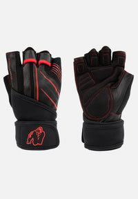 Gorilla Wear Dallas Gants avec Wrist Wrap 2.0 - Noir/Rouge
