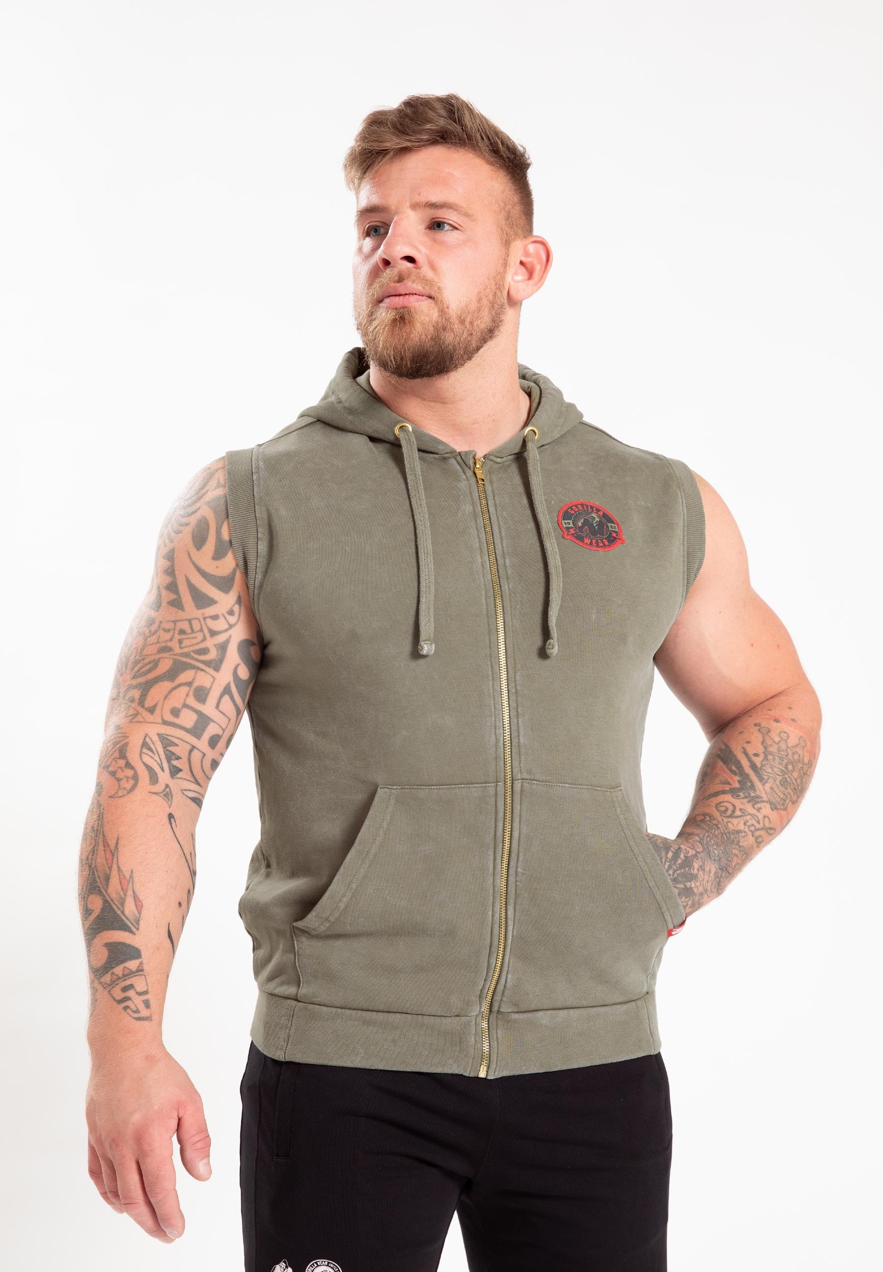 Gorilla Wear Silverdale Mouwloze Hoodie - Legergroen