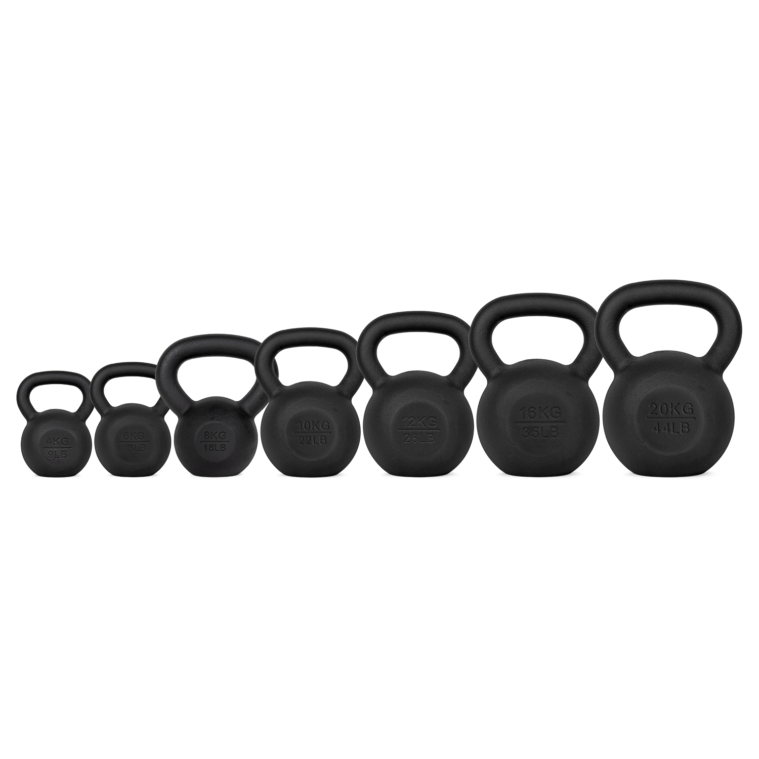 VirtuFit Kettlebell Set Cast Iron 4-6-8-10-12-16-20 kg