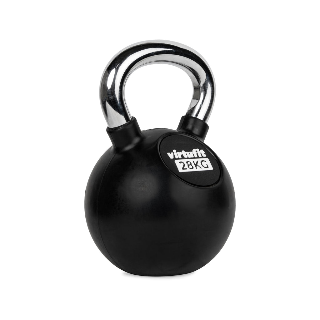VirtuFit Kettlebell - Rubber/Chroom - 28 kg - Afhaal Deal