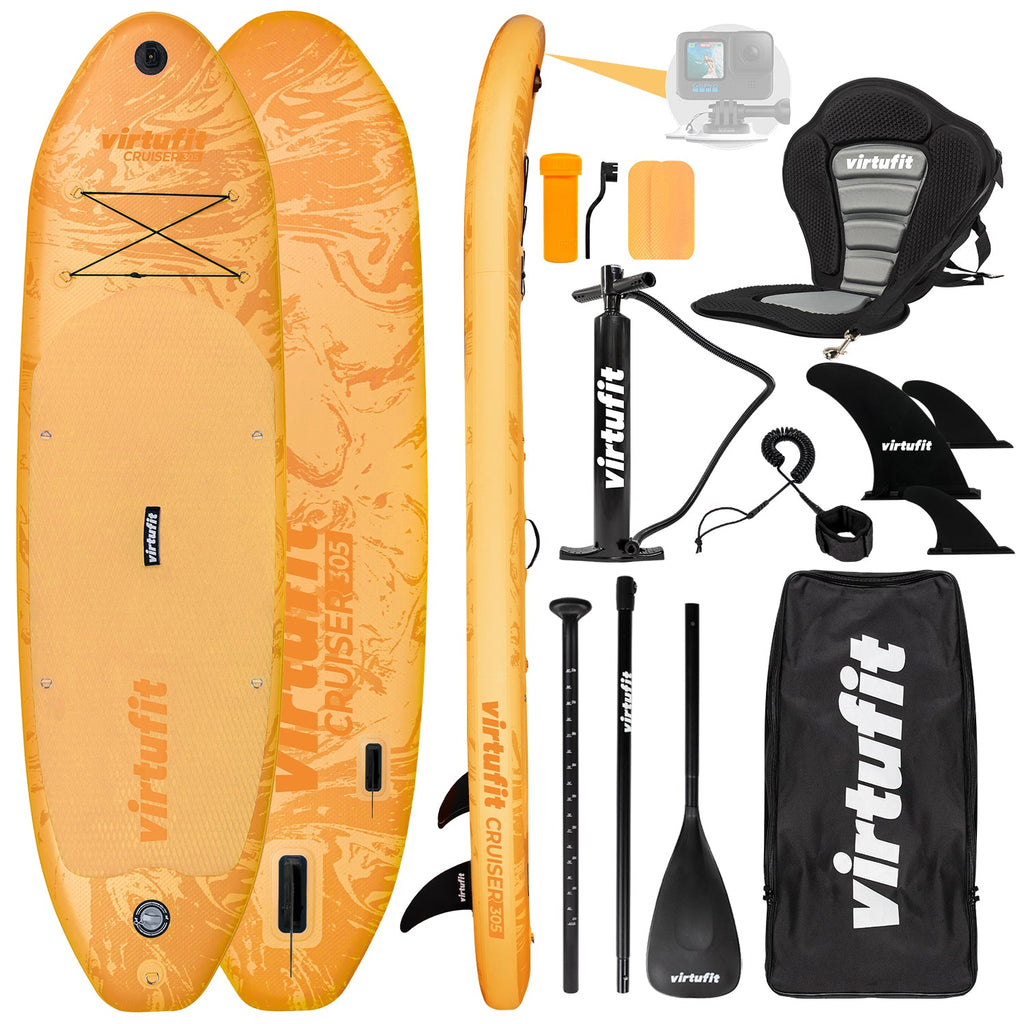 VirtuFit Supboard Cruiser 305 - Orange - Avec siège de kayak, accessoires et sac de transport