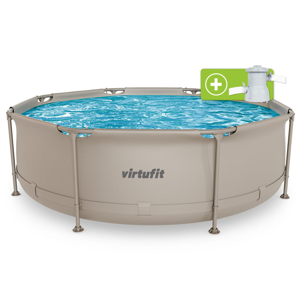 VirtuFit Piscine ronde - 244 cm - Beige - Avec Filtration Pompe