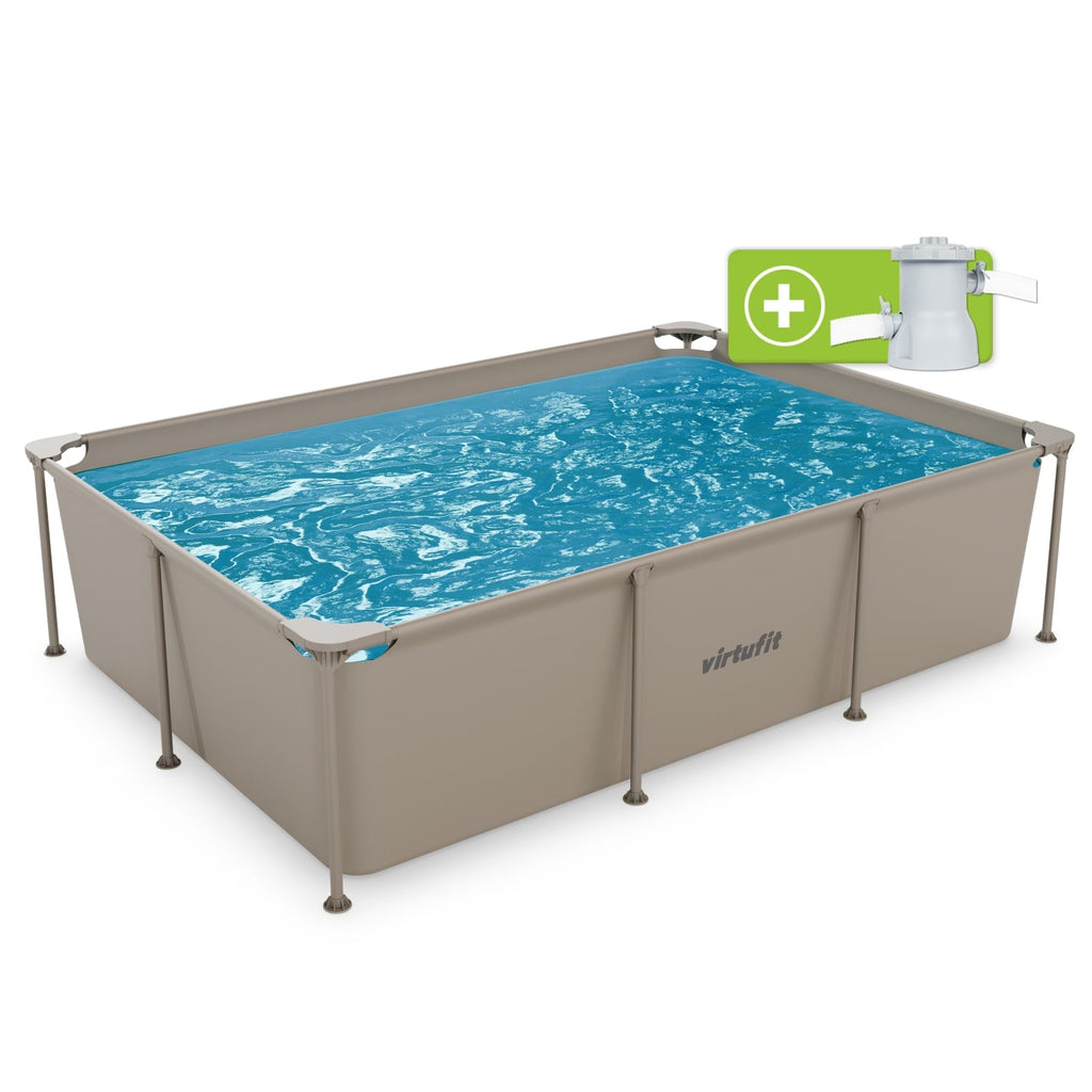 Piscine Rectangulaire VirtuFit - 260 x 180 x 66 cm - Beige - Pompe de filtration incluse