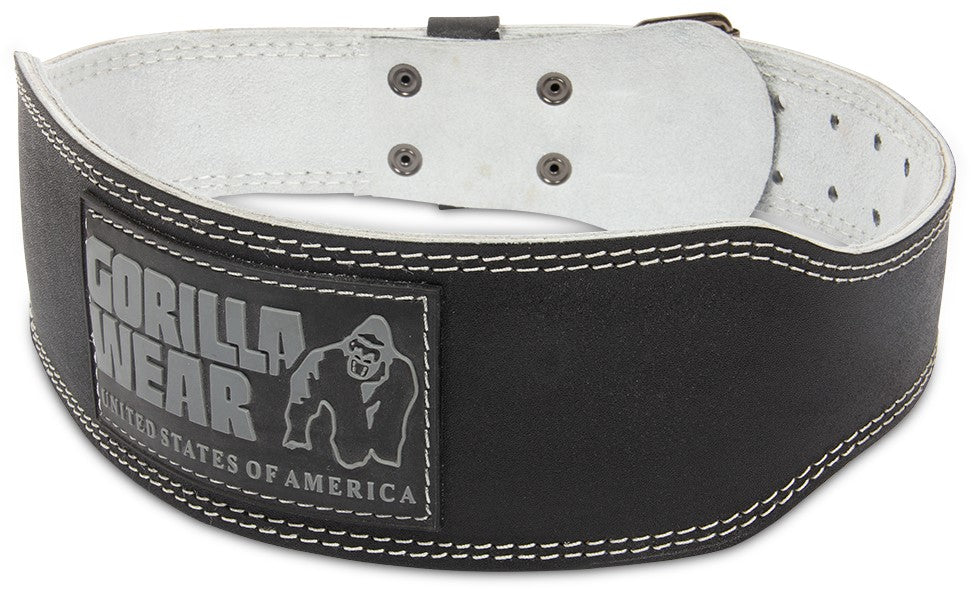 Gorilla Wear 4 Inch Padded Leather Lifting Belt - Black/Gray