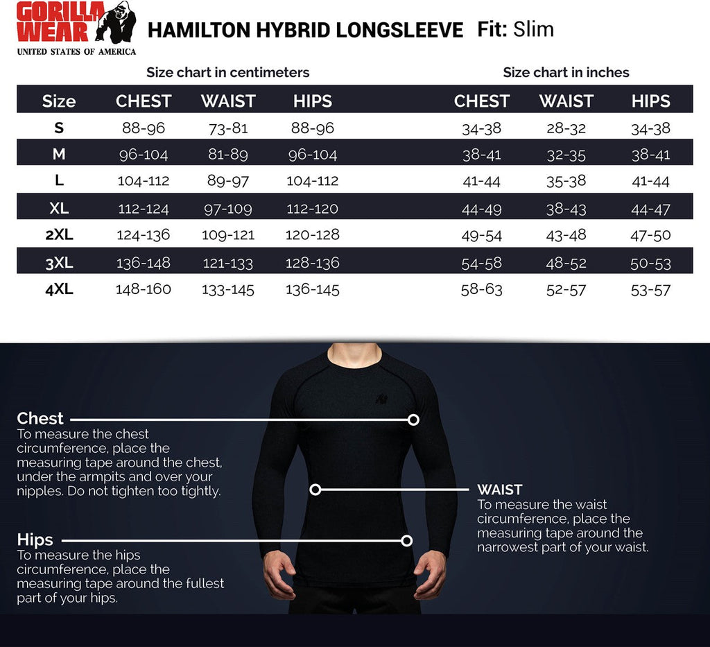 Gorilla Wear Hamilton Hybrid Long Sleeve - Zwart