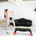 HMS Step de Fitness Réglable Pro - Stepper d'Aérobic - Noir/Orange