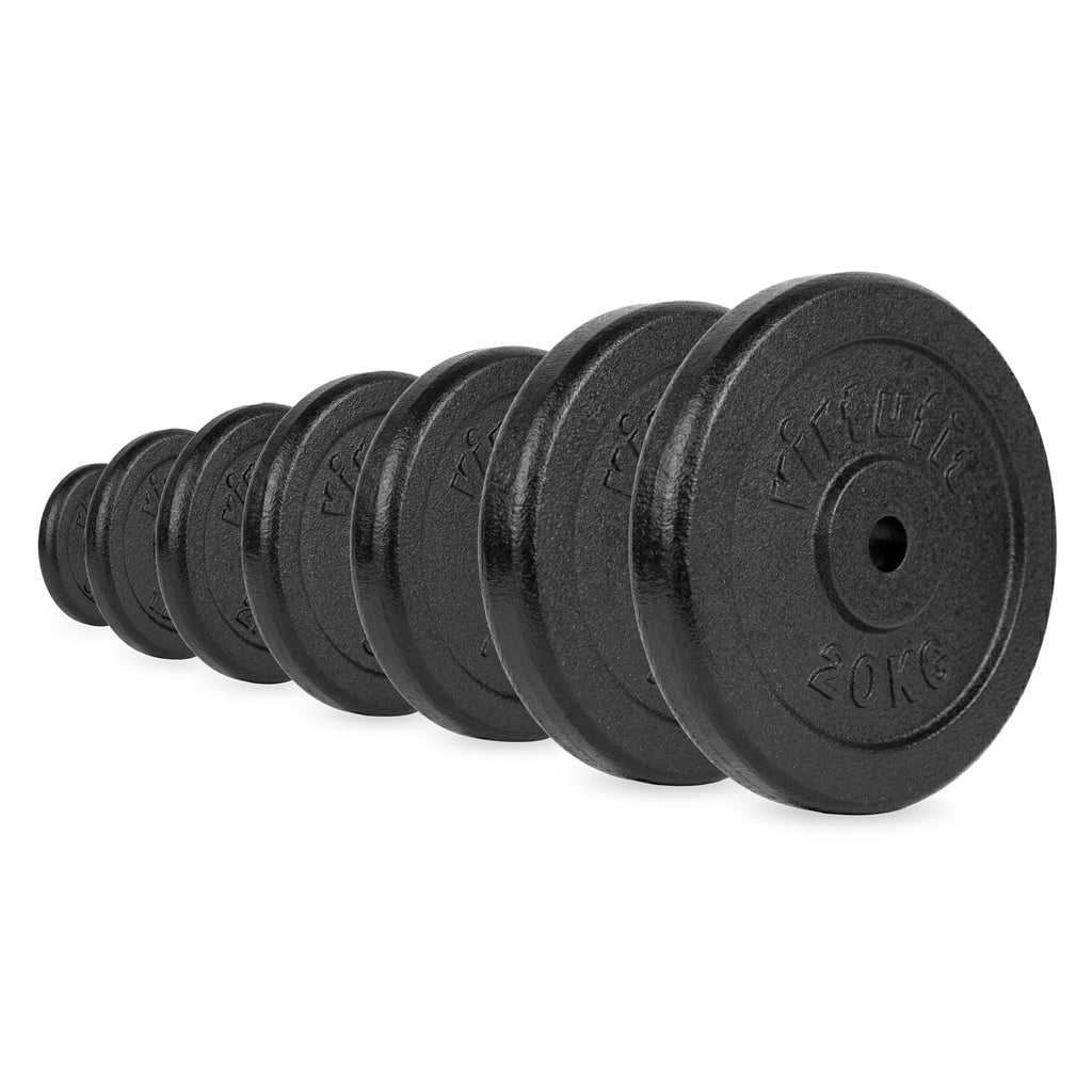 VirtuFit Gietijzeren Halterschijf - Halter gewicht - 30 mm - 20 kg - Zwart
