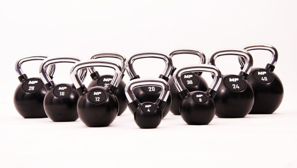 Muscle Power Rubberen Kettlebell - Zwart - 32 kg