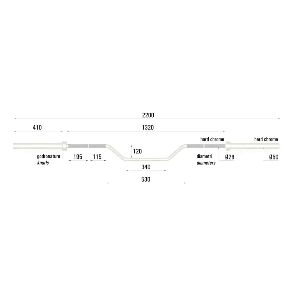 Toorx Professional Barre Olympique OB Décalée - 220 cm