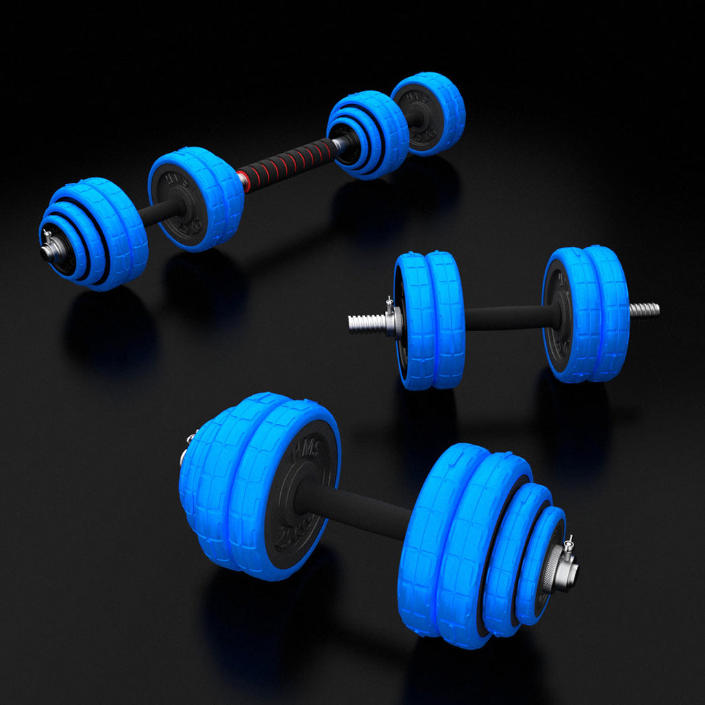 HMS Set de Barre et Haltères Réglables - Bleu - 30 kg