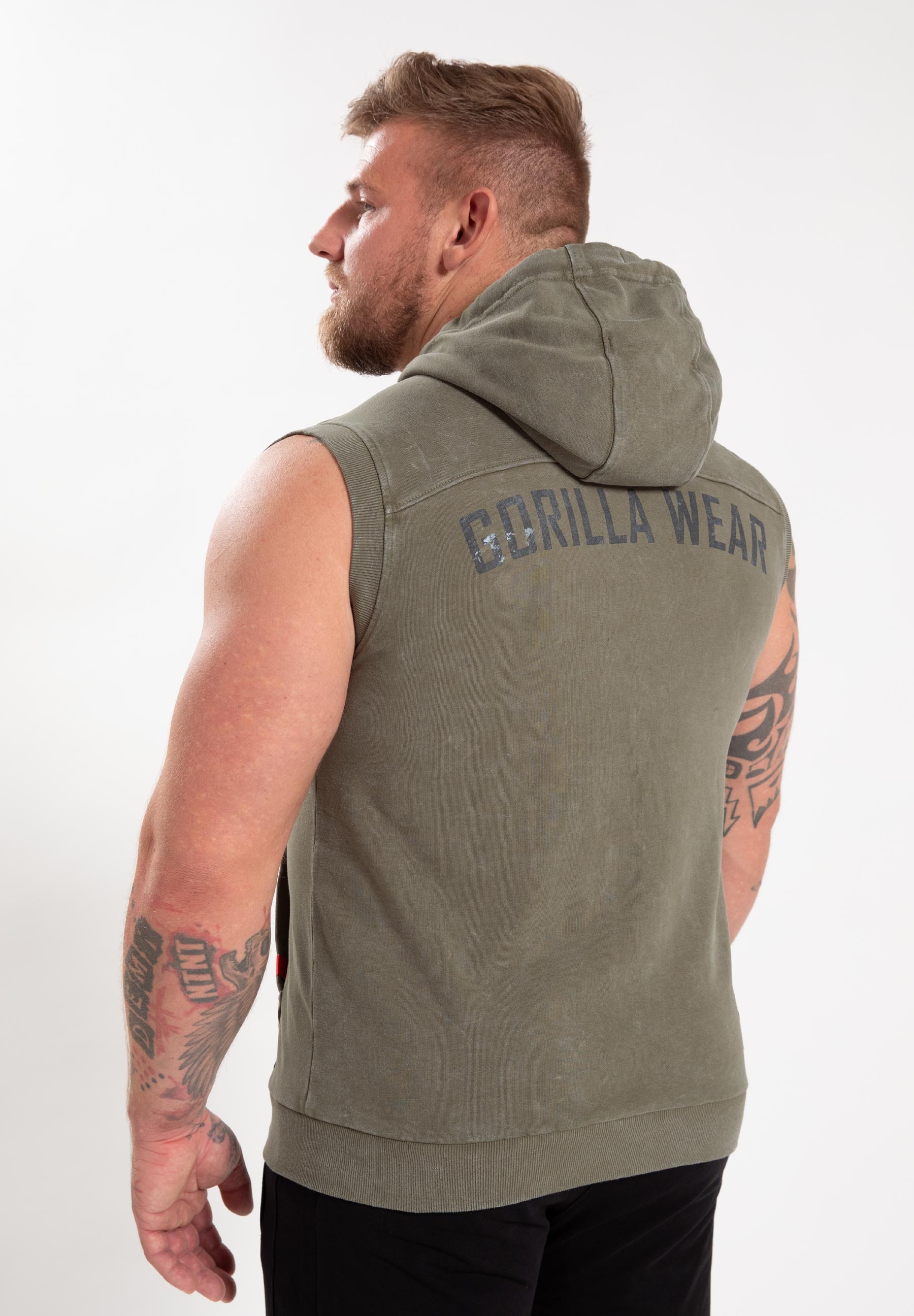 Gorilla Wear Silverdale Mouwloze Hoodie - Legergroen