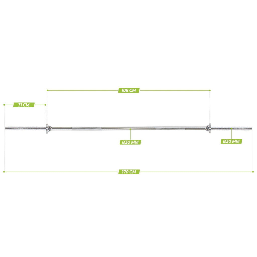 VirtuFit Halterstang - 170 cm - Schroefsluiting - 30 mm - Tweedekans