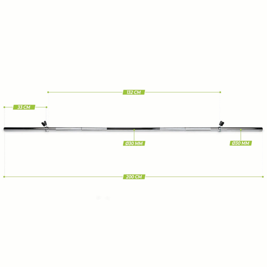 VirtuFit Halterstang - 200 cm - Veerclipsluiting - 30 mm - Tweedekans