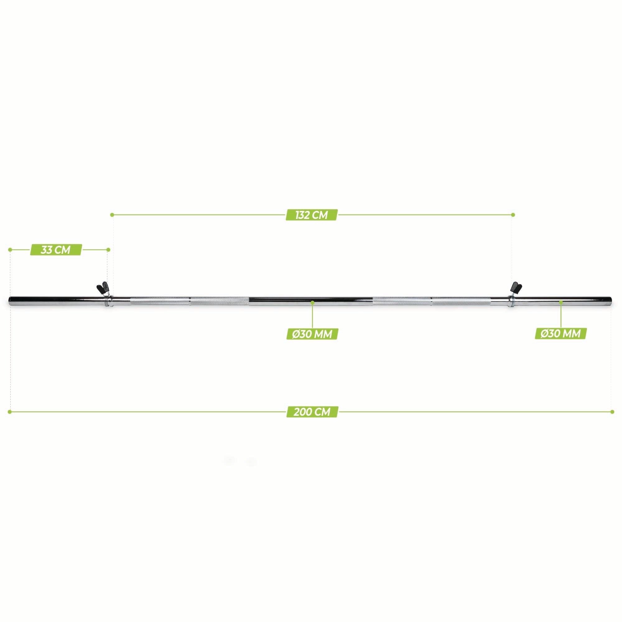 VirtuFit Halterstang - 200 cm - Veerclipsluiting - 30 mm - Tweedekans