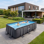 VirtuFit Rechthoekig Zwembad 400 x 200 x 122 cm - Antraciet - Inclusief Filterpomp
