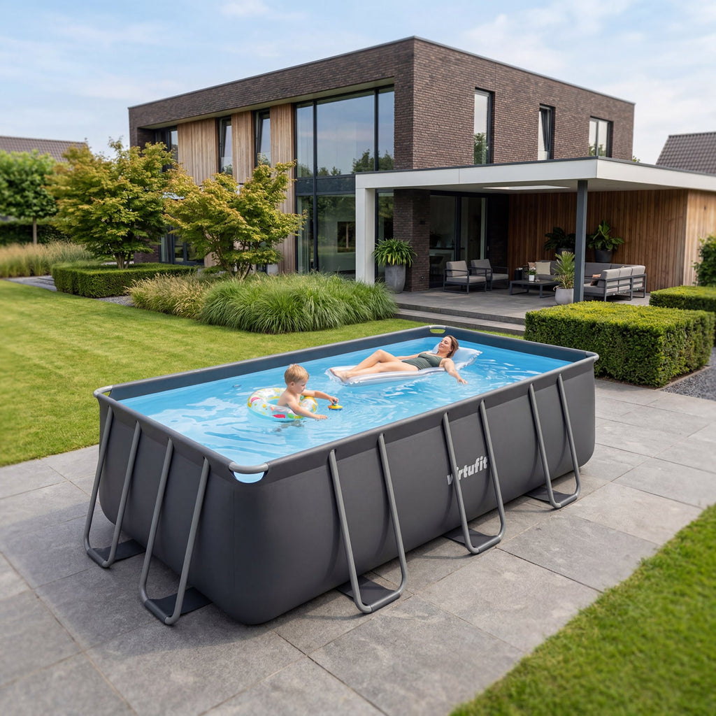 VirtuFit Rechthoekig Zwembad 400 x 200 x 122 cm - Antraciet