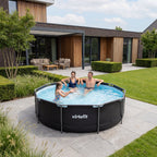 VirtuFit Rond Zwembad - Ø366 x 100 cm - Antraciet - Inclusief Filterpomp