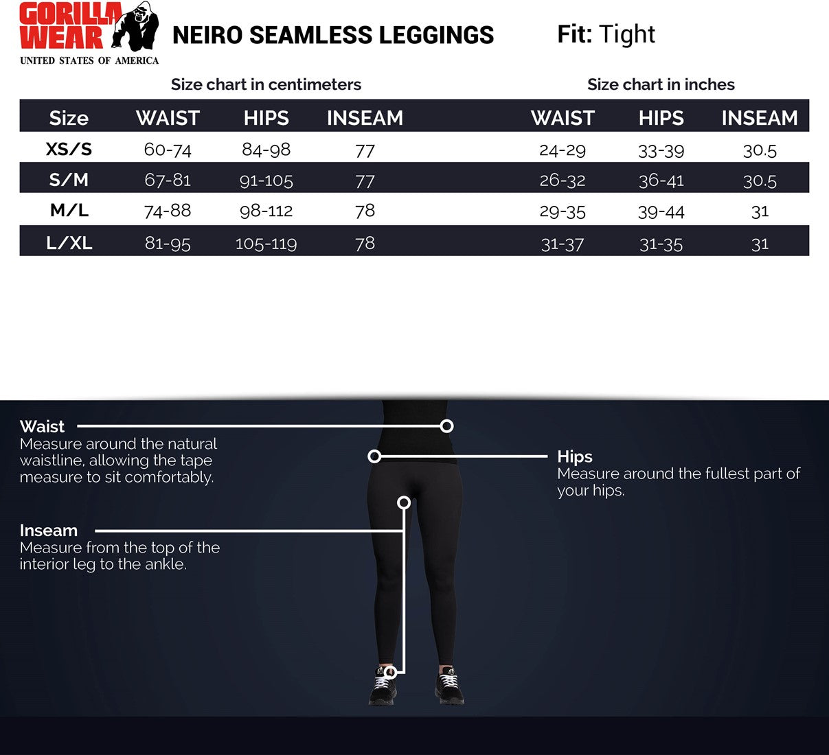 Gorilla Wear Neiro Seamless Leggings - Zwart