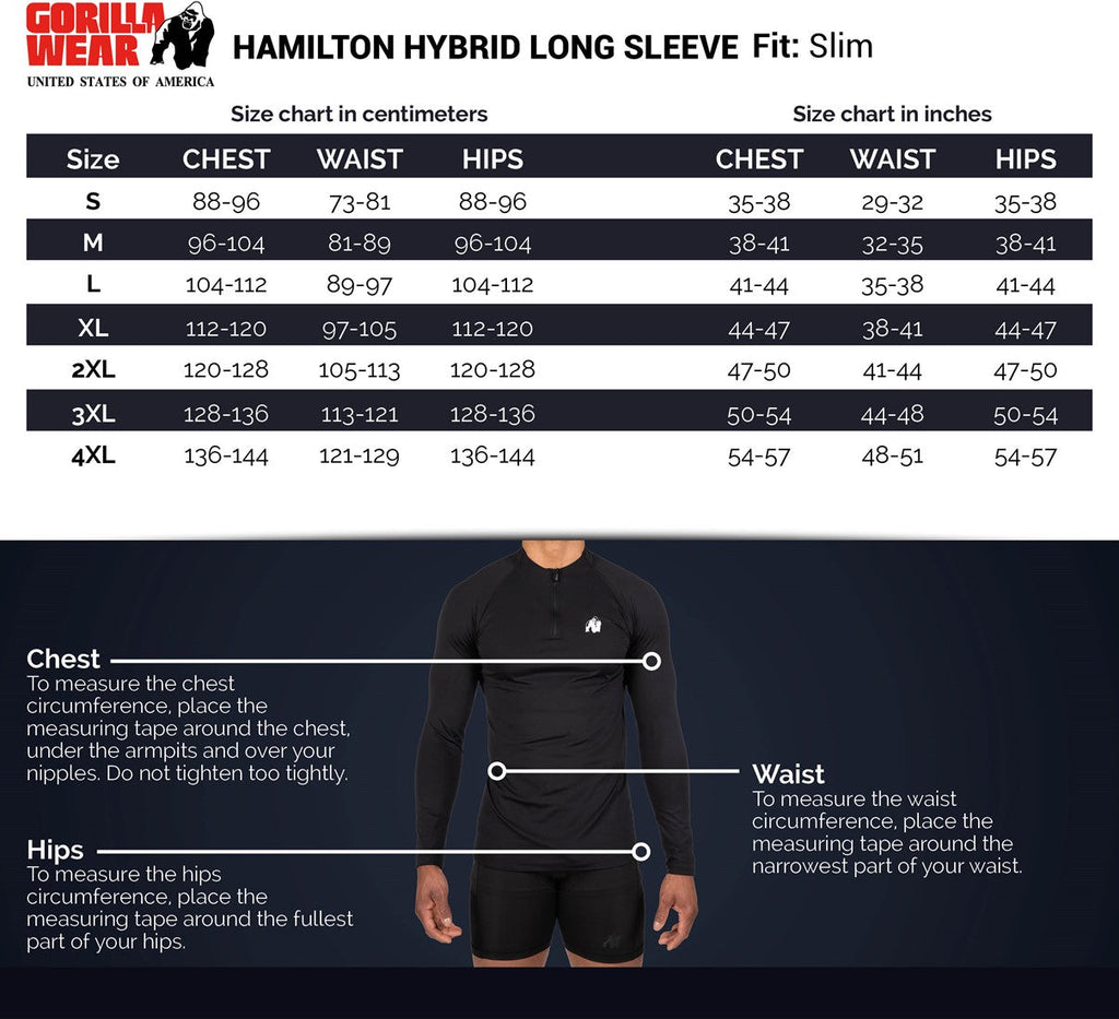 Gorilla Wear Hamilton Hybrid Long Sleeve - Zwart