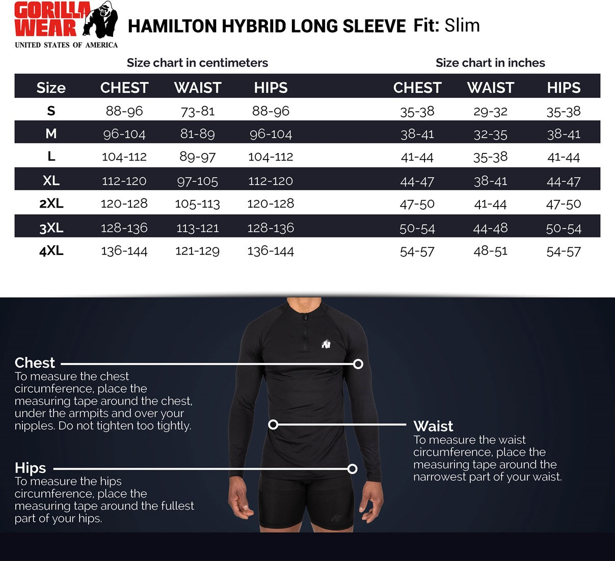 Gorilla Wear Hamilton Hybrid Long Sleeve - Zwart