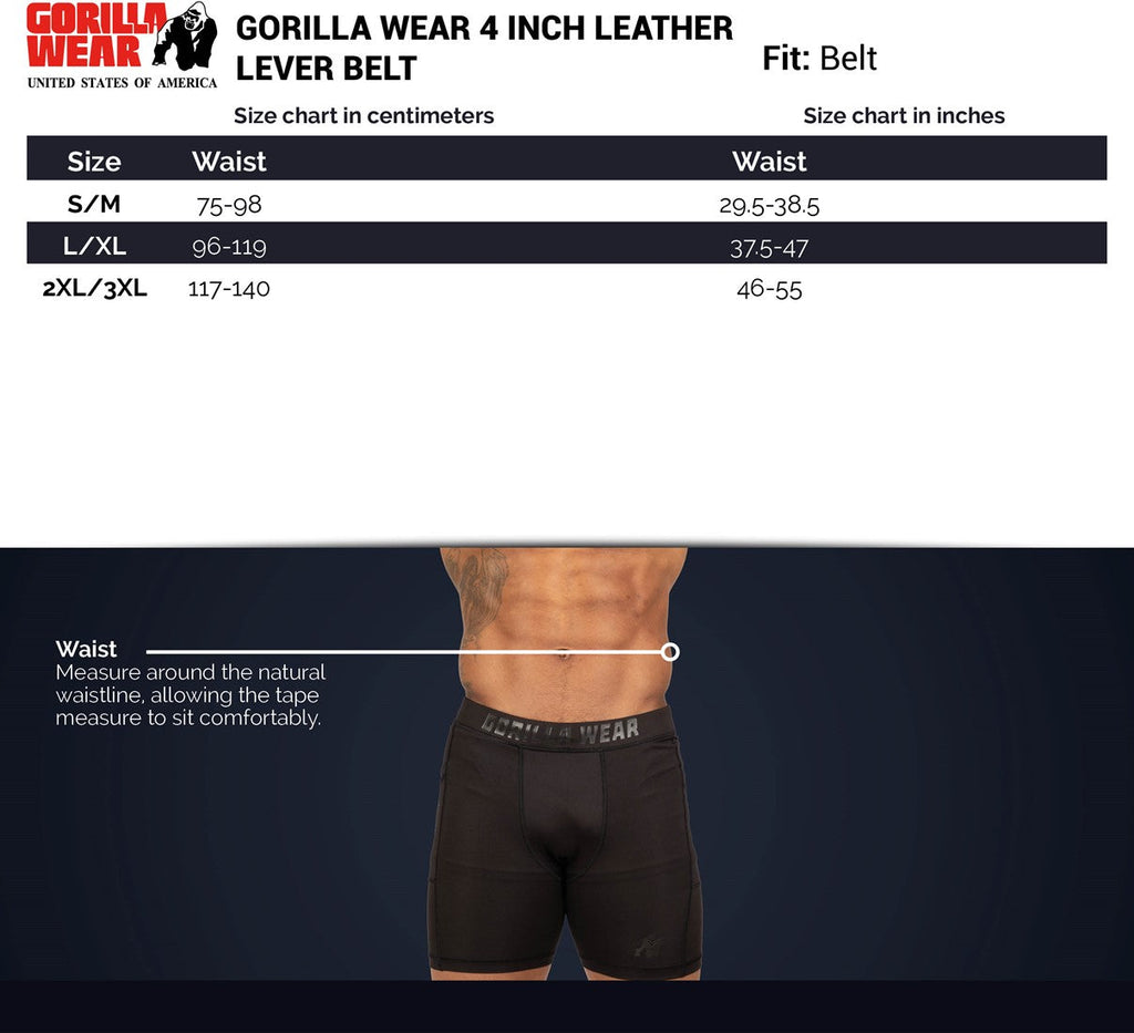 Gorilla Wear 4 Inch Leather Lever Belt - Marron