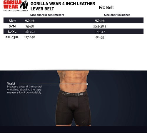 Gorilla Wear 4 Inch Leather Lever Belt - Noir