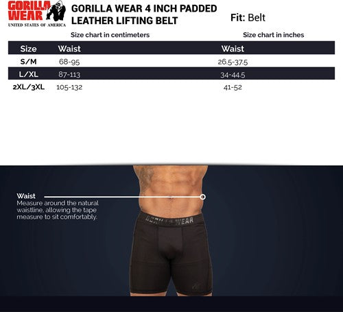 Gorilla Wear Halterriem - 4 Inch Padded Leren Lifting Belt - Legergroen