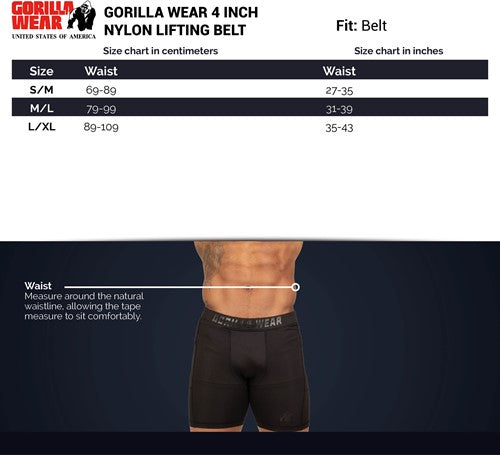 Gorilla Wear Halterriem - 4 Inch Nylon Lifting Belt - Zwart