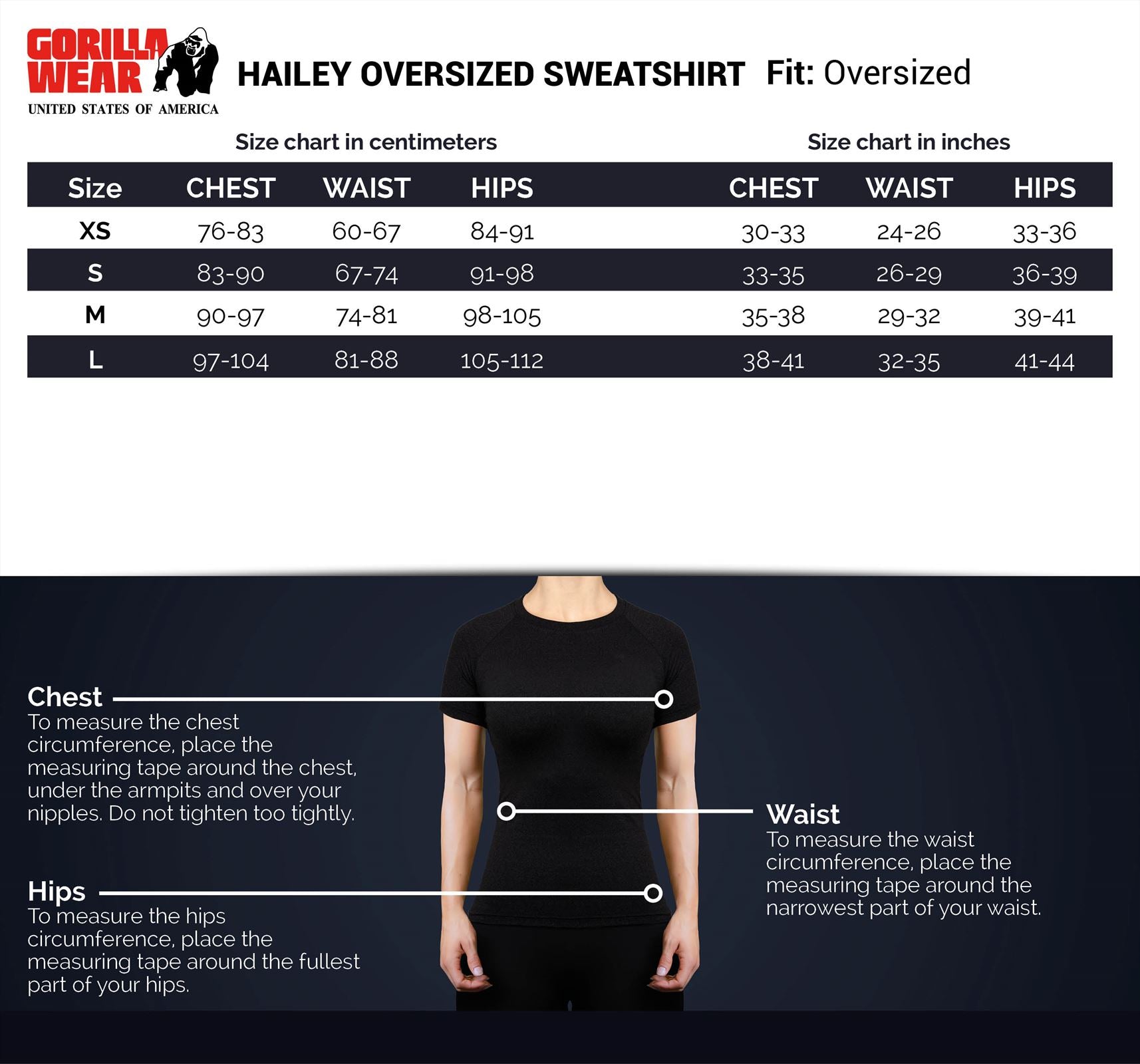 Gorilla Wear Hailey Oversized Sweatshirt - Zwart