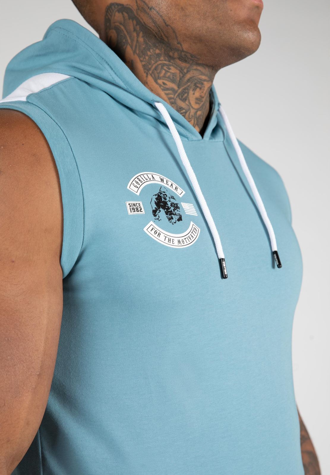 Gorilla Wear Oswego Mouwloos T-shirt met Capuchon - Blauw