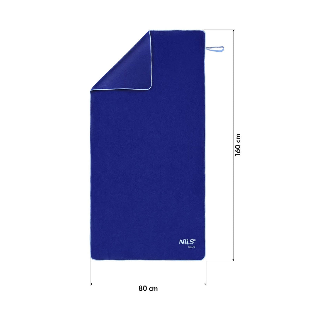 NILS Aqua Microvezel Badstof Handdoek - Donkerblauw - 160 x 80 cm