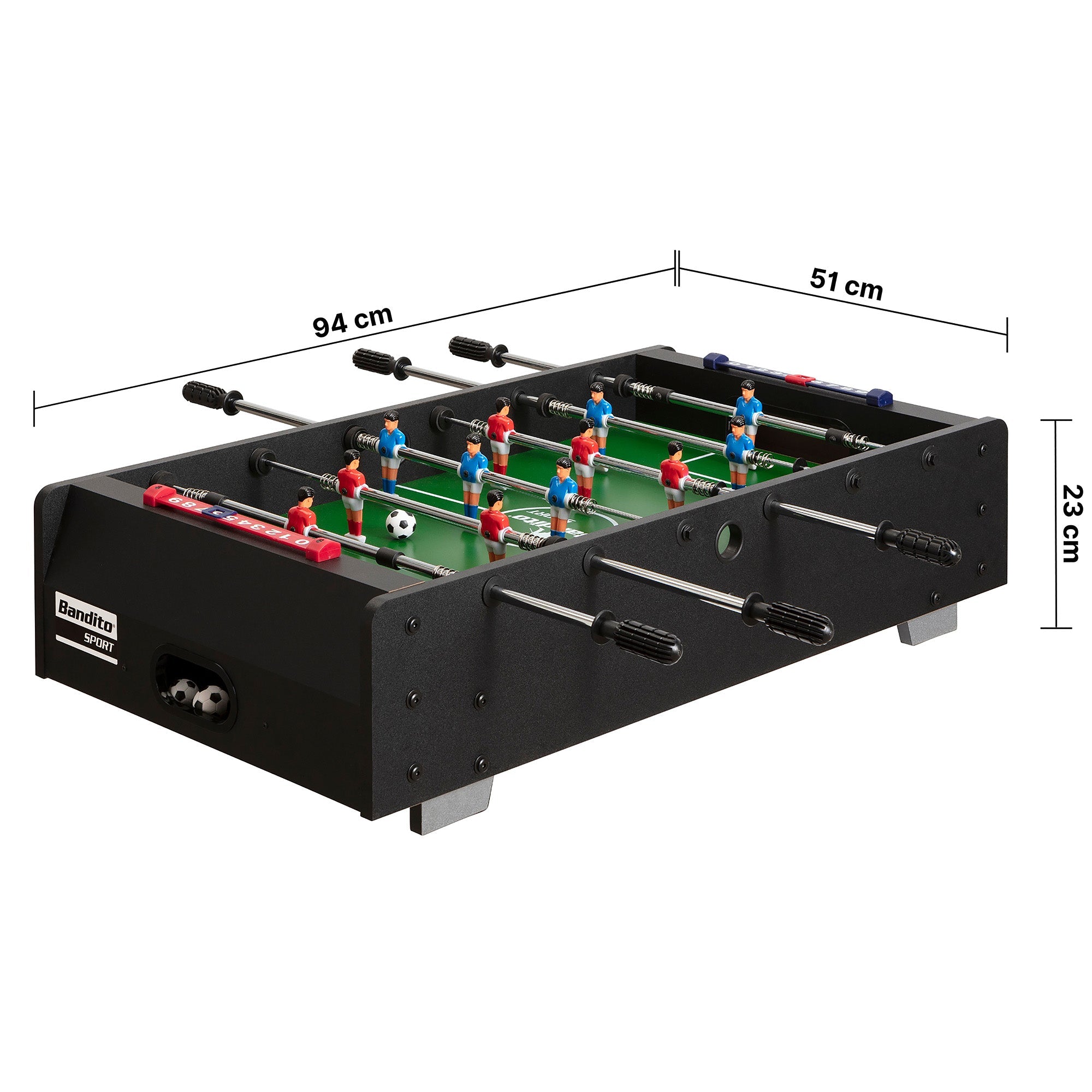 Bandito Mini Tafelvoetbal met Telescopische Stangen - Zwart