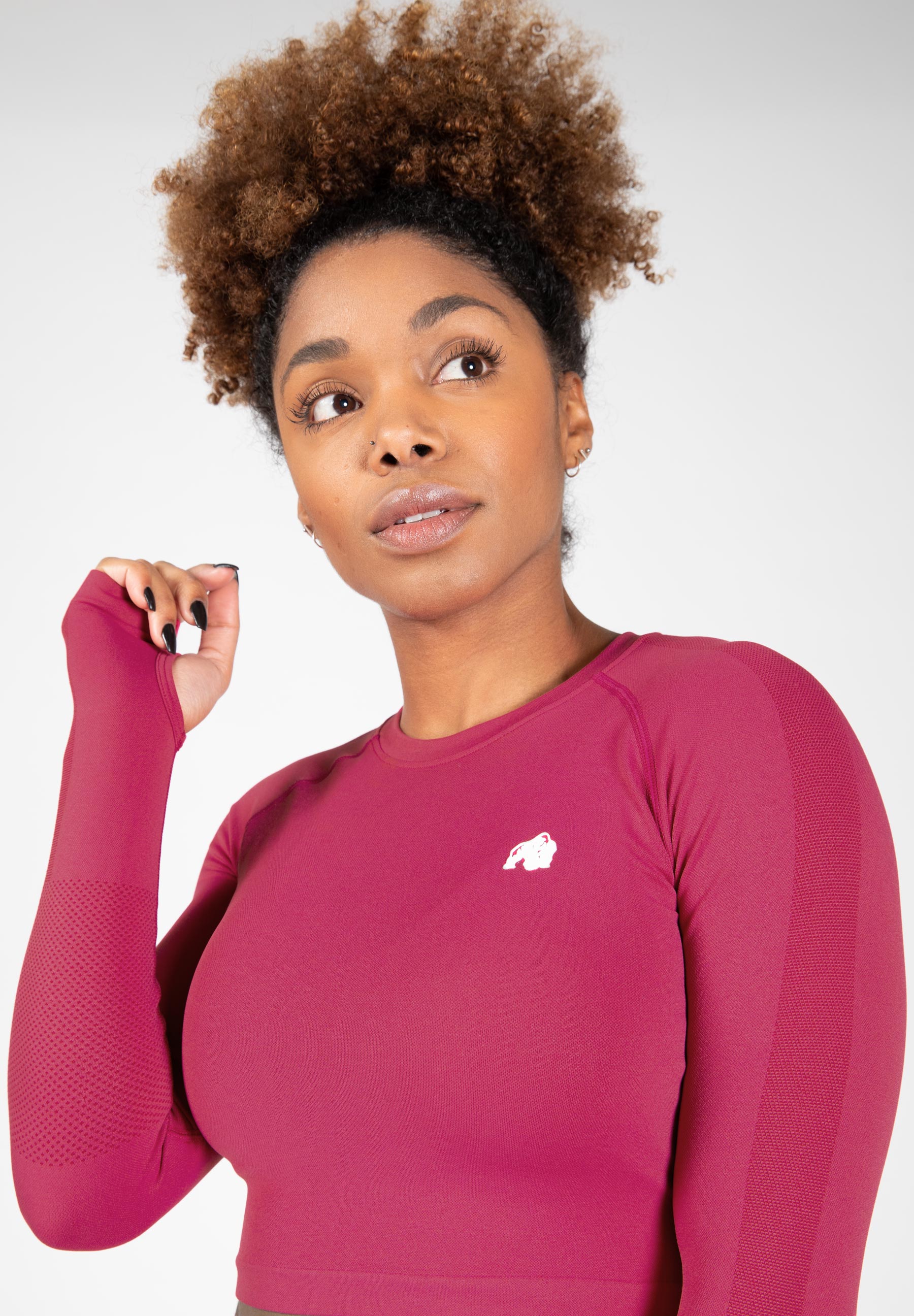 Gorilla Wear Hilton Seamless Cropped Long Sleeve - Fuchsia