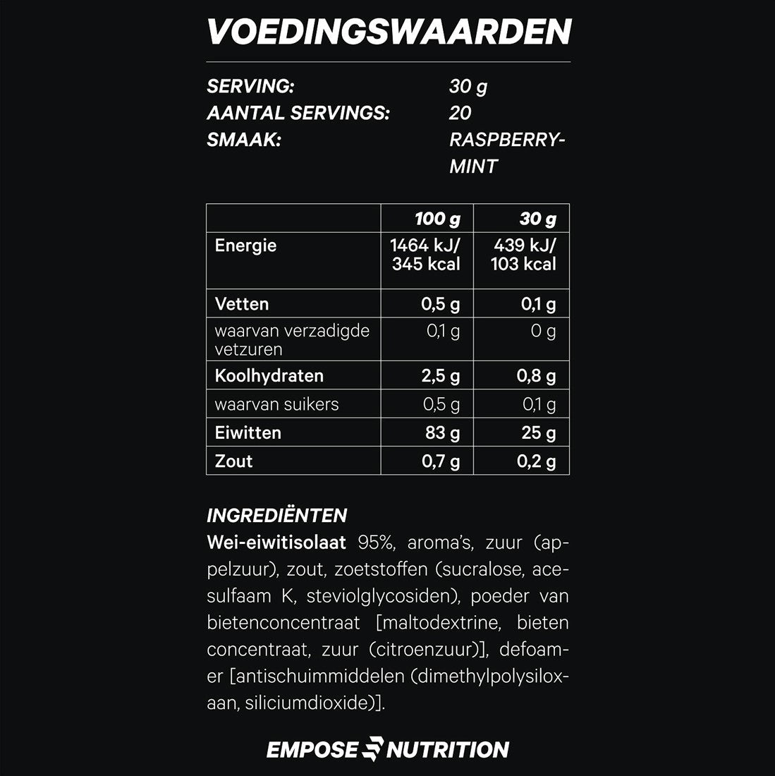 Empose Nutrition Water Clear Isolate - Eiwit Poeder - Protein Combi-Deal - Raspberry Mint