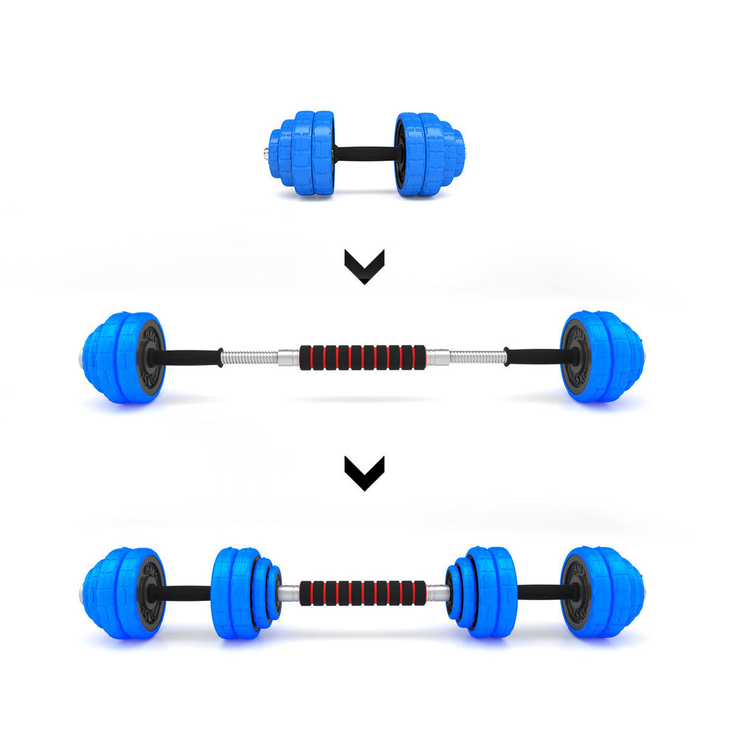 HMS Set de Barre et Haltères Réglables - Bleu - 30 kg