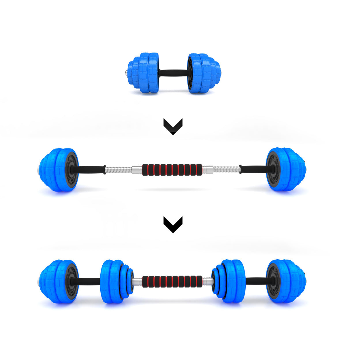 HMS Set de Barre et Haltères Réglables - Bleu - 30 kg