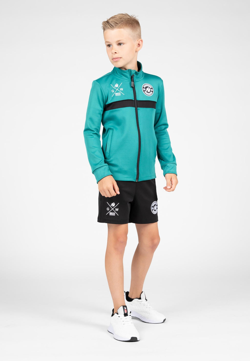 Gorilla Wear Vernon Kids Trainingsjas - Track Jacket - Groen/Blauw