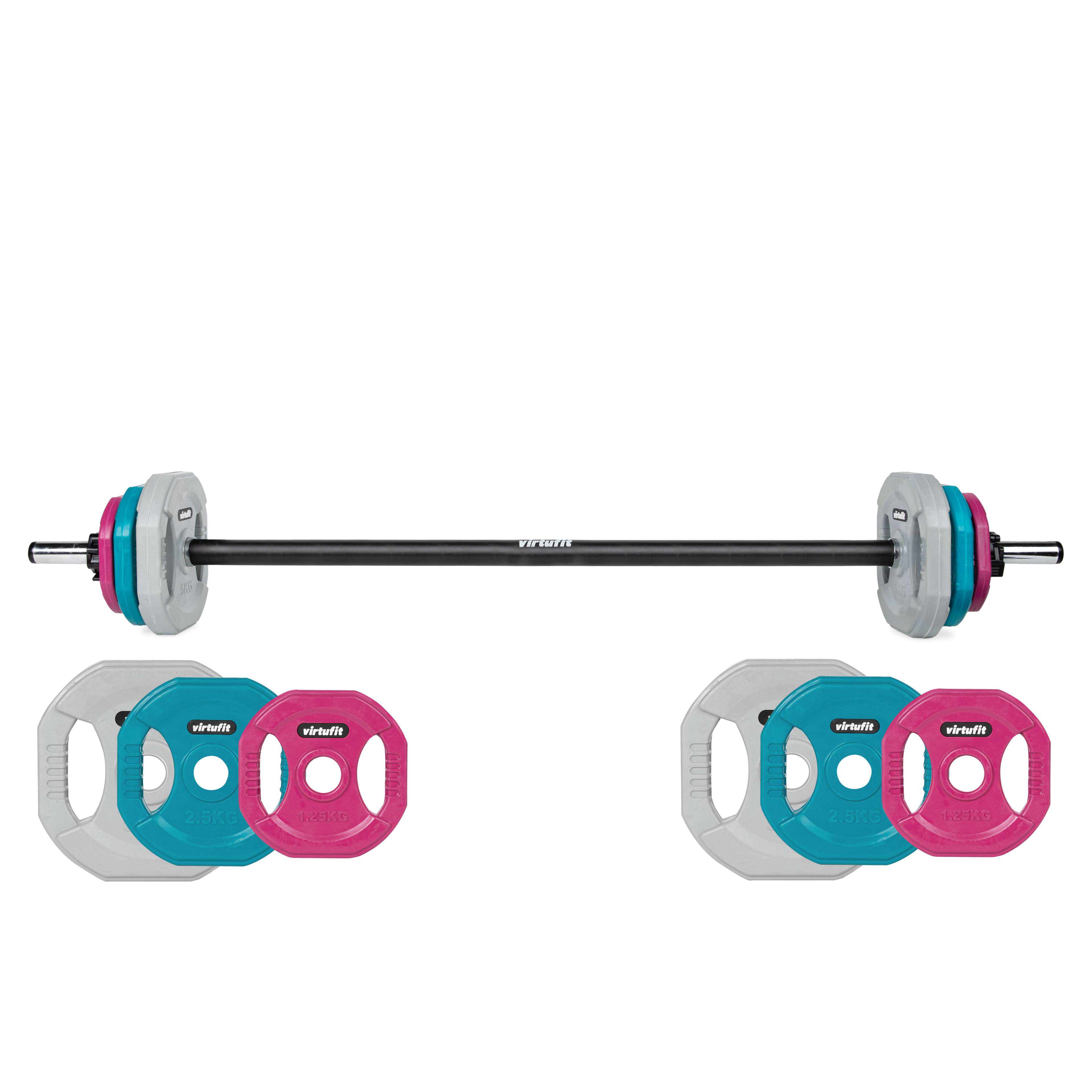VirtuFit Aerobic Pump Set Pro Rubber - 20 kg - Gekleurd