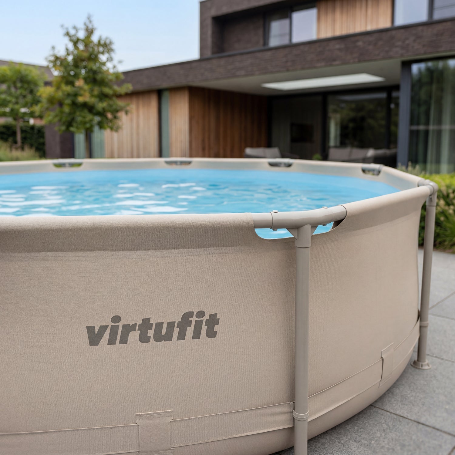 VirtuFit Piscine ronde - 244 cm - Beige - Avec Filtration Pompe