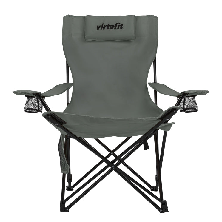 VirtuFit Campingstoel opvouwbaar met voetsteun - Strandstoel - Grijs