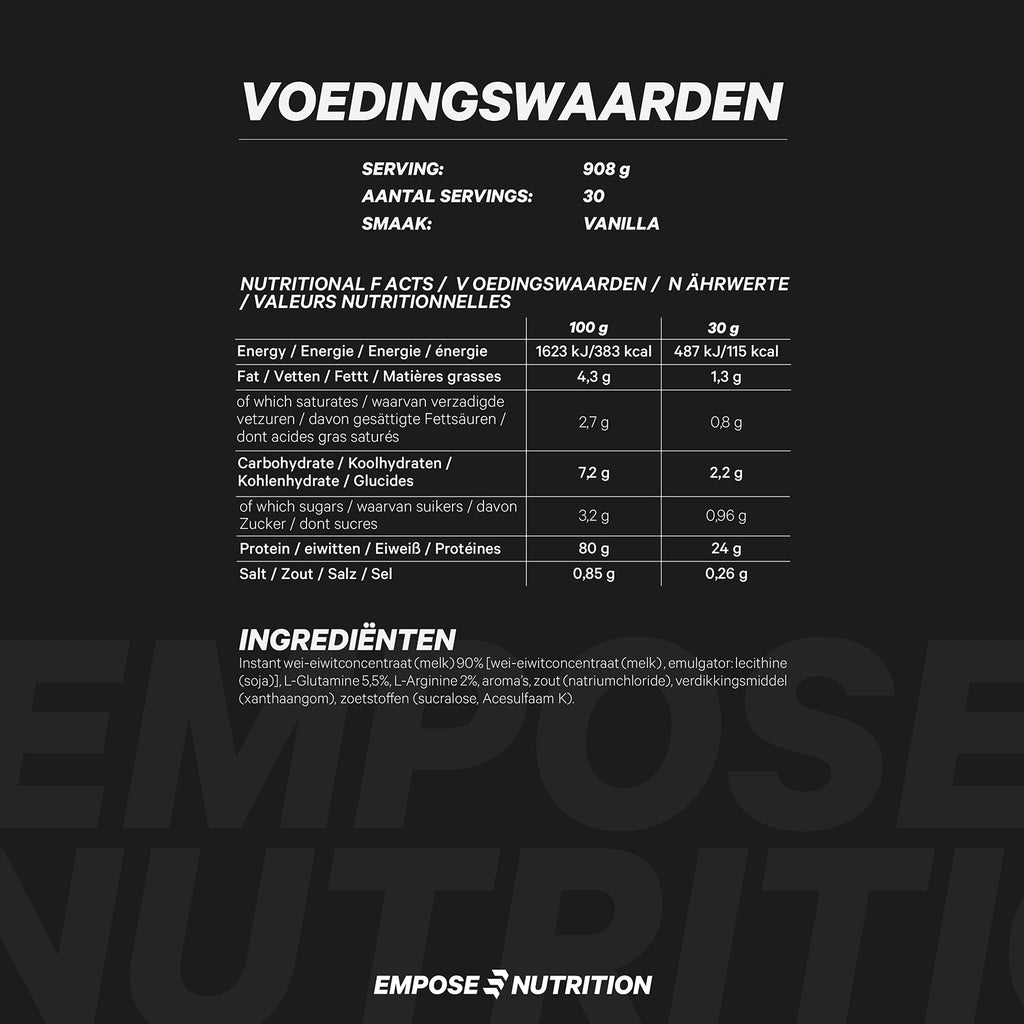 Empose Nutrition Whey Protein - Eiwit Poeder - Vanille - 908 gram