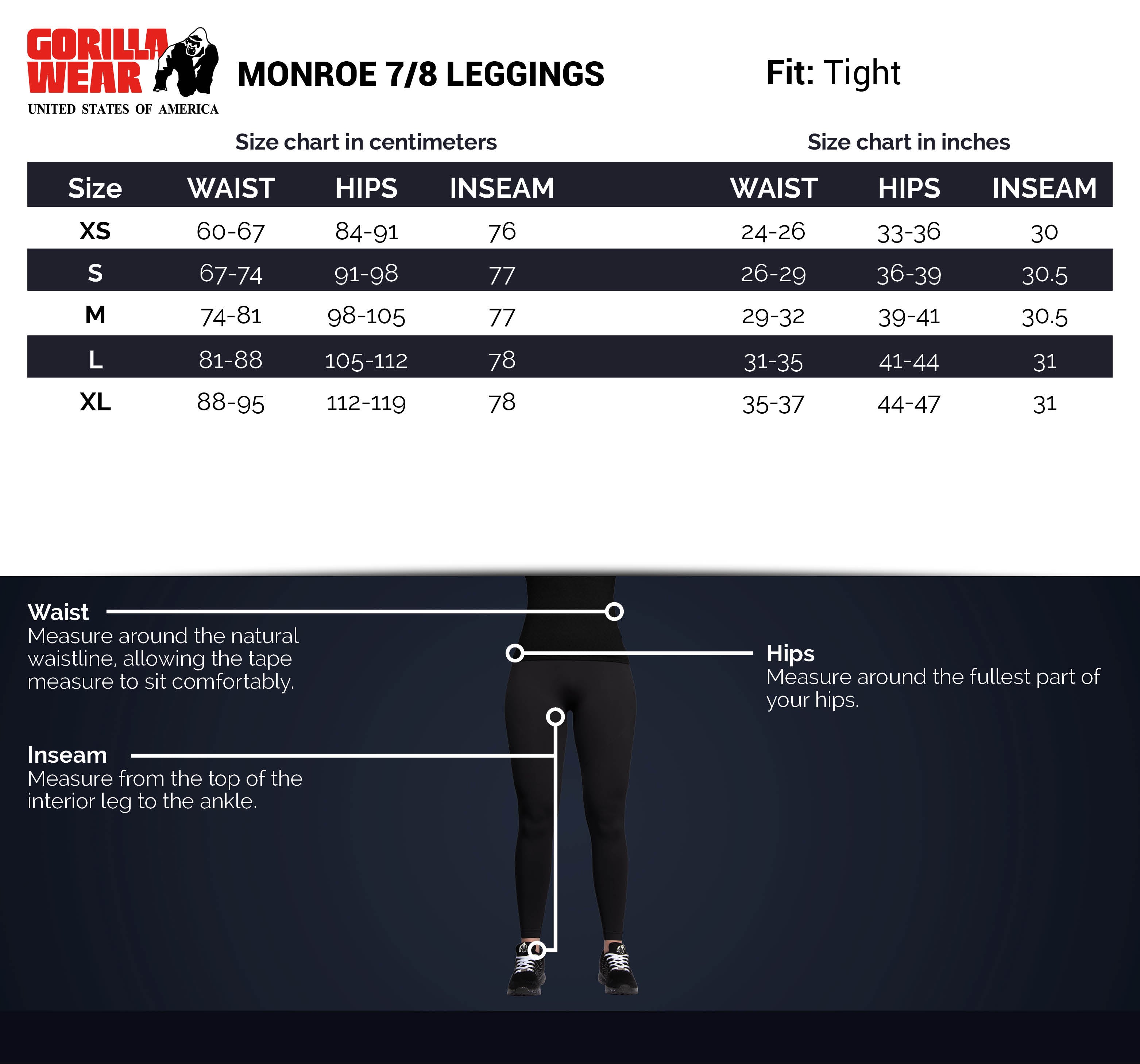 Gorilla Wear Monroe 7/8 Leggings - Zwart