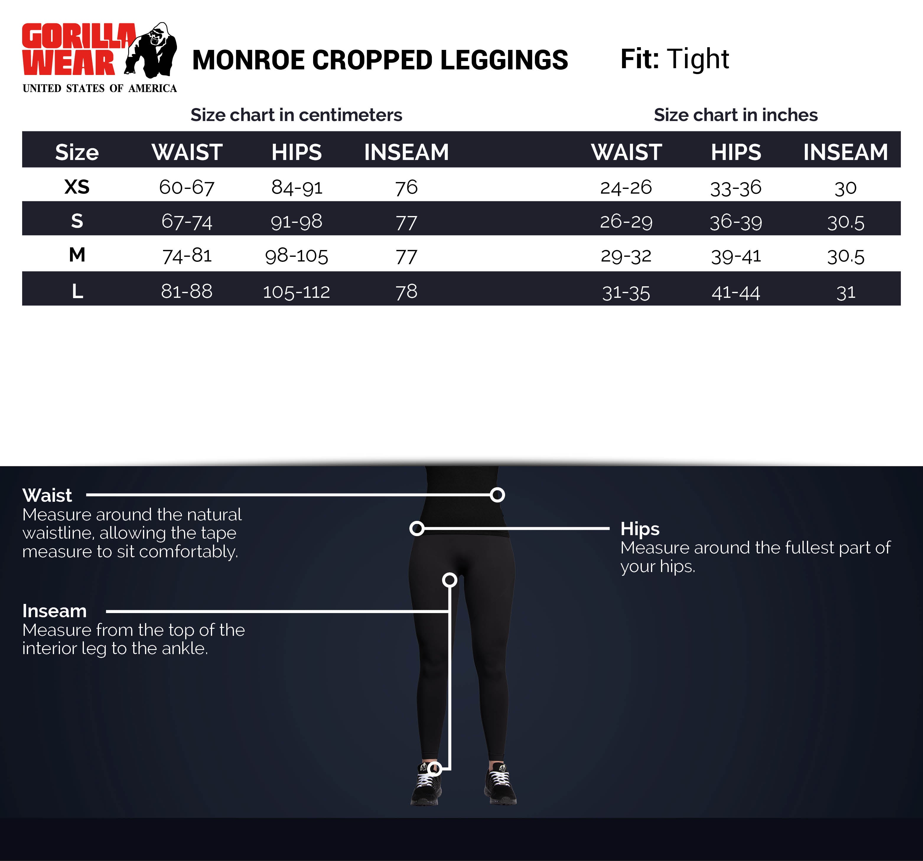 Gorilla Wear Monroe Cropped Legging - Zwart