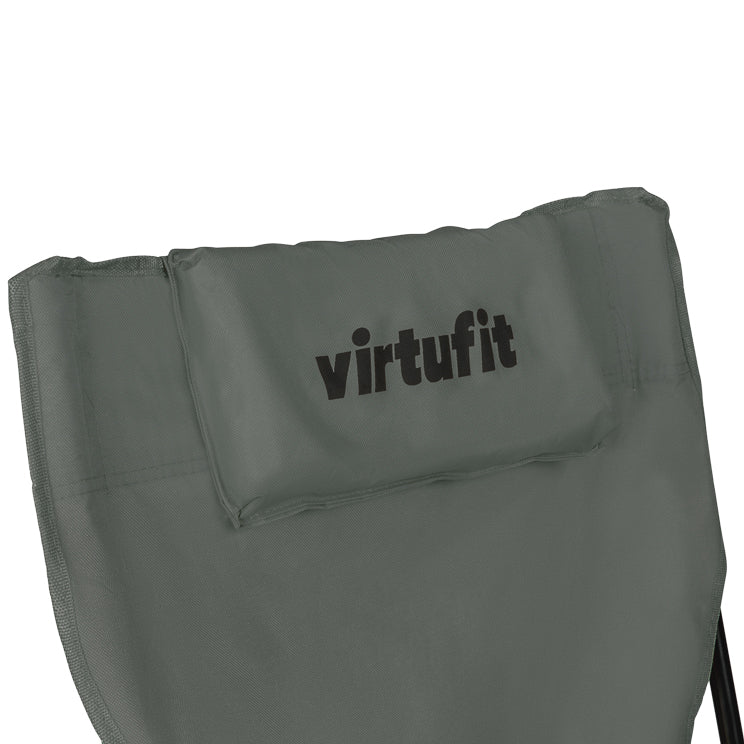 VirtuFit Opvouwbare Camping Stoel met Voetsteun - Strandstoel - Grijs - Tweedekans