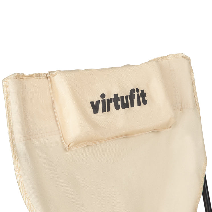 VirtuFit Opvouwbare Camping Stoel met Voetsteun - Strandstoel - Beige - Tweedekans