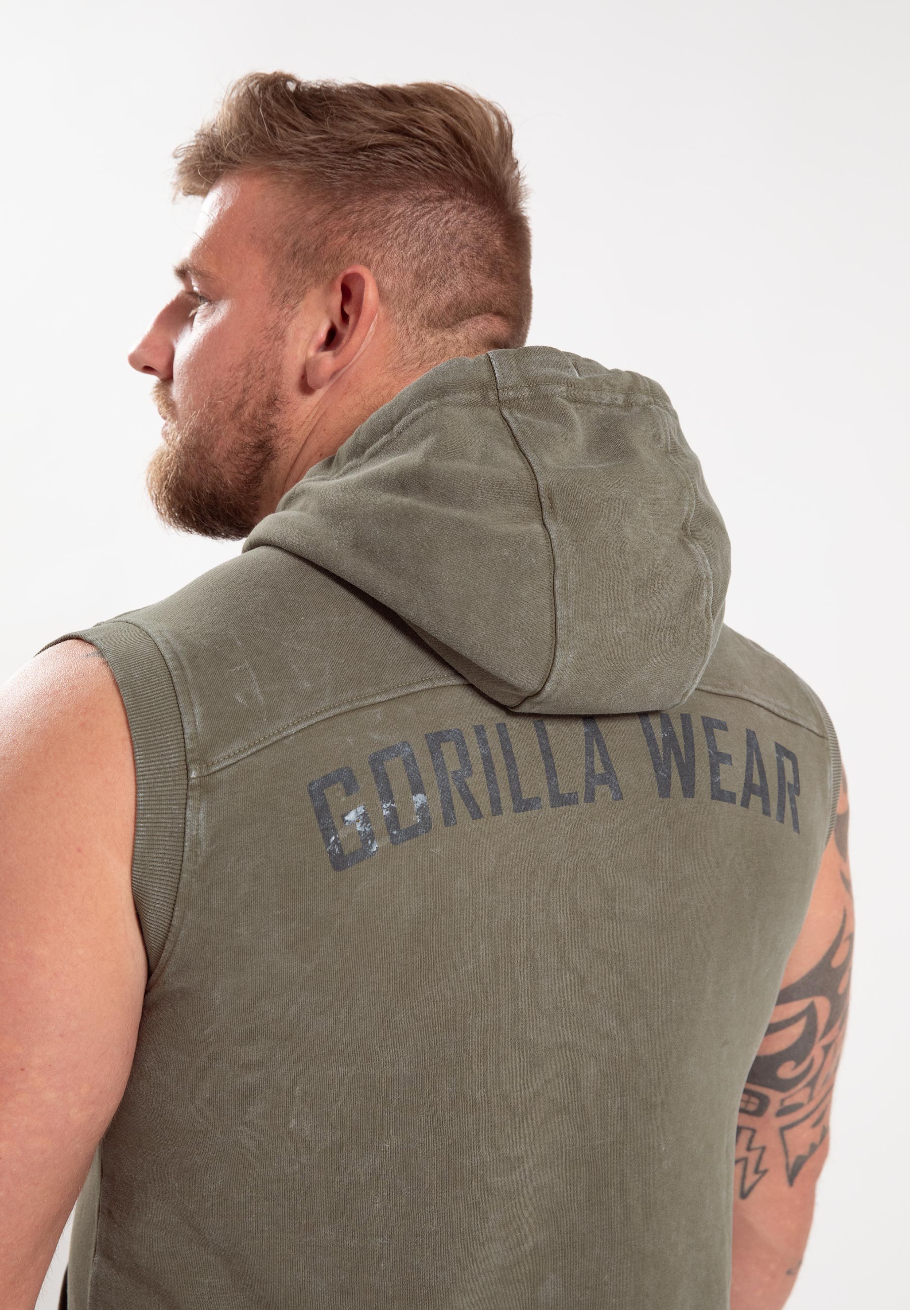 Gorilla Wear Silverdale Sweat à Capuche Sans Manche - Vert Armée